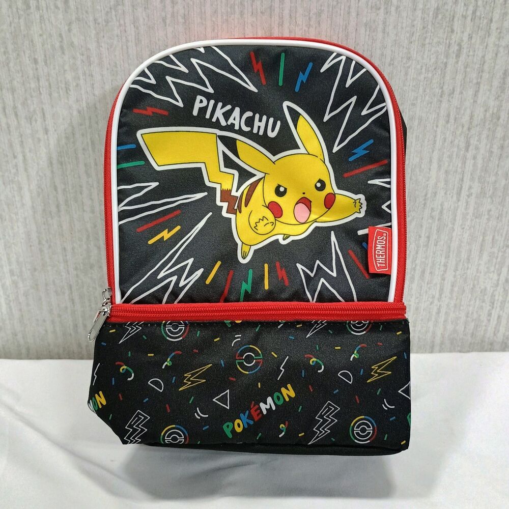 Thermos Pokemon Pikachu Dual Compartment Lunch Bag Box Insulated Tote Back to...